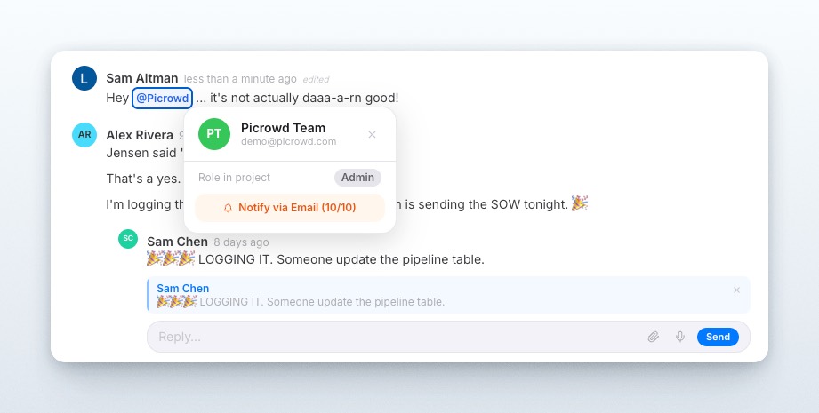 Improved member mention popover inside a record conversation