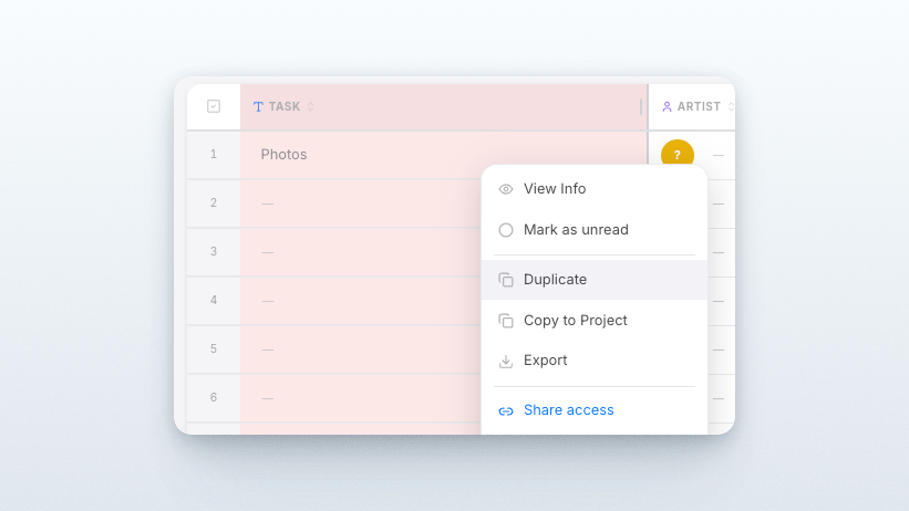 Duplicate action in a Picrowd record context menu