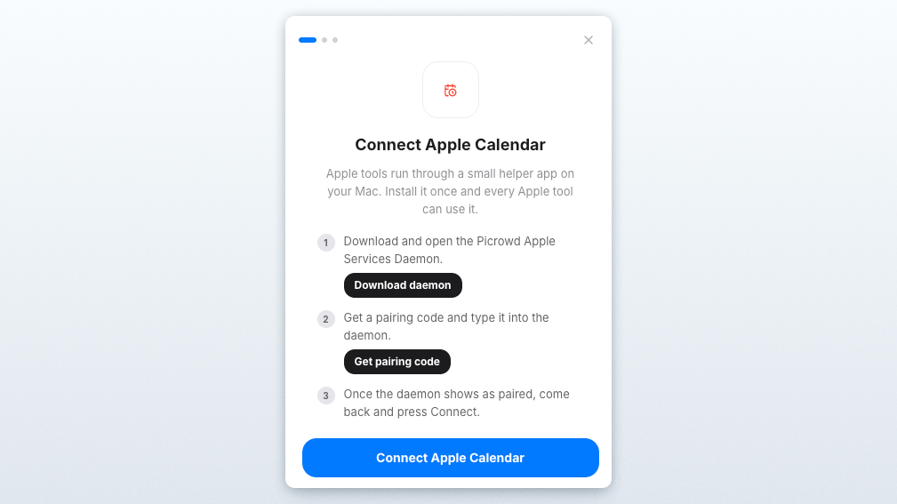 Connecting Apple Calendar to Picrowd AI