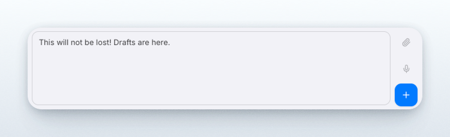 A note composer holding unsent text after reopening