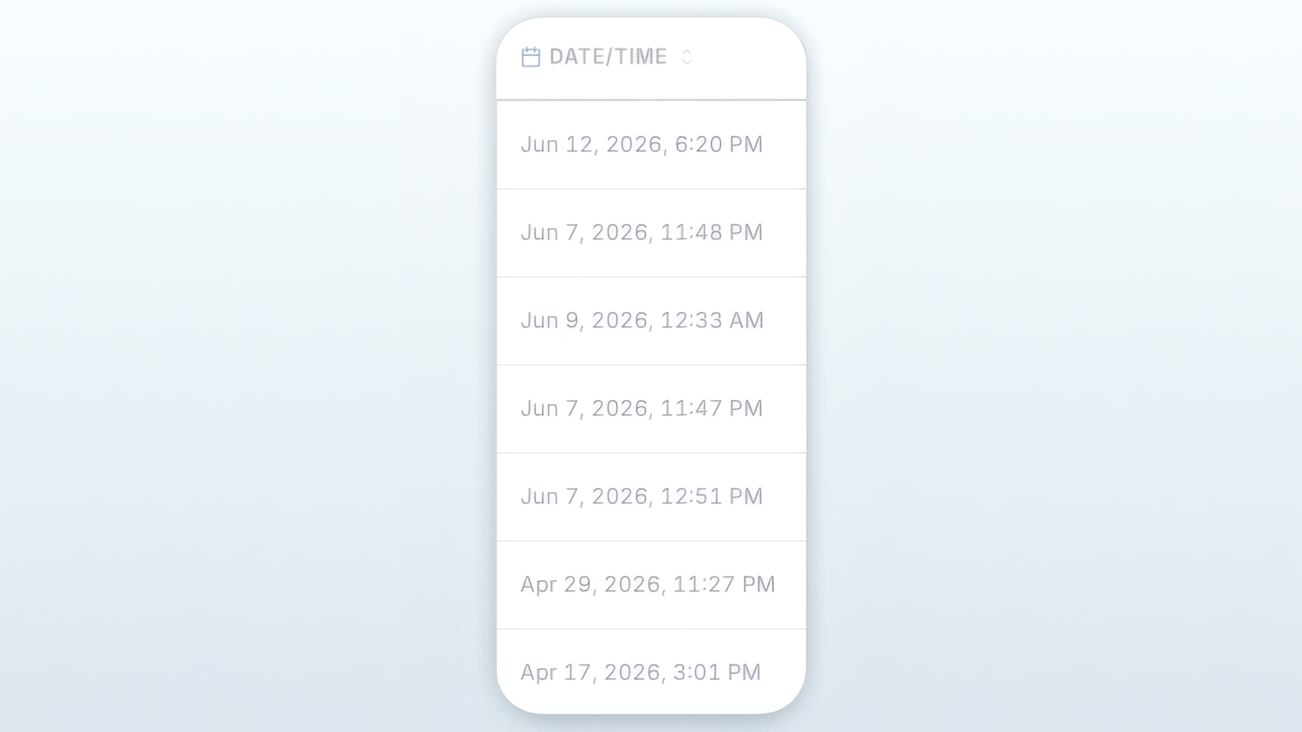 Date/time column showing when records were last updated